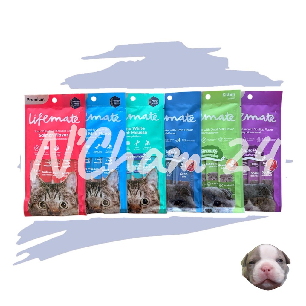Lifemate Cat Mousse Creamy ขนมแมวเลียมูส 1 ห่อ ( 1ห่อมี 4 ซองเล็ก)