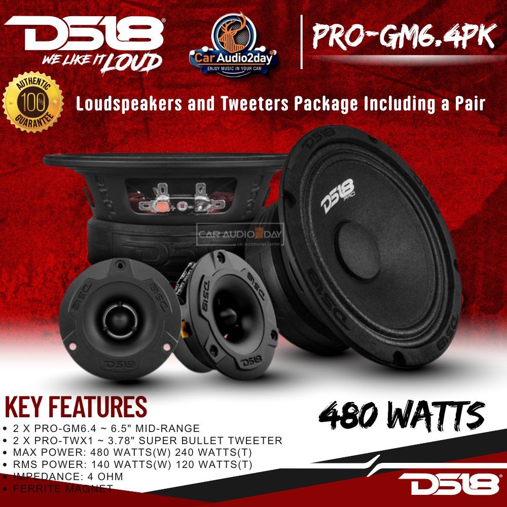 ล๊อตใหม่ ชุดSET 6.5 นิ้ว DS18 PRO GM6.4PK ลำโพงติดรถยนต์ 480w ยกเซต 4ดอก 98Hz - 20000KHz