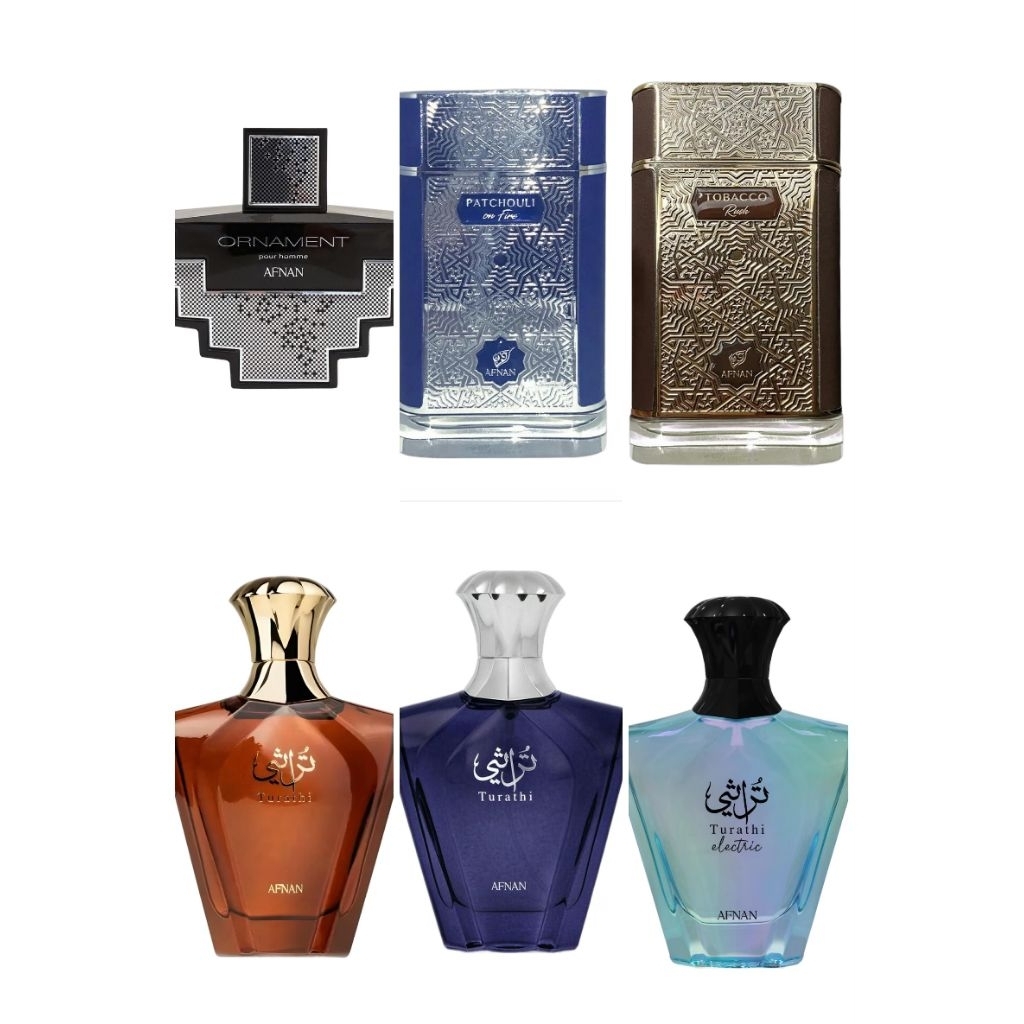Afnan Turathi Blue, Electric, Brown, Ornament, Patchouli On Fire, Tobacco Rush 2ml 5ml 10ml