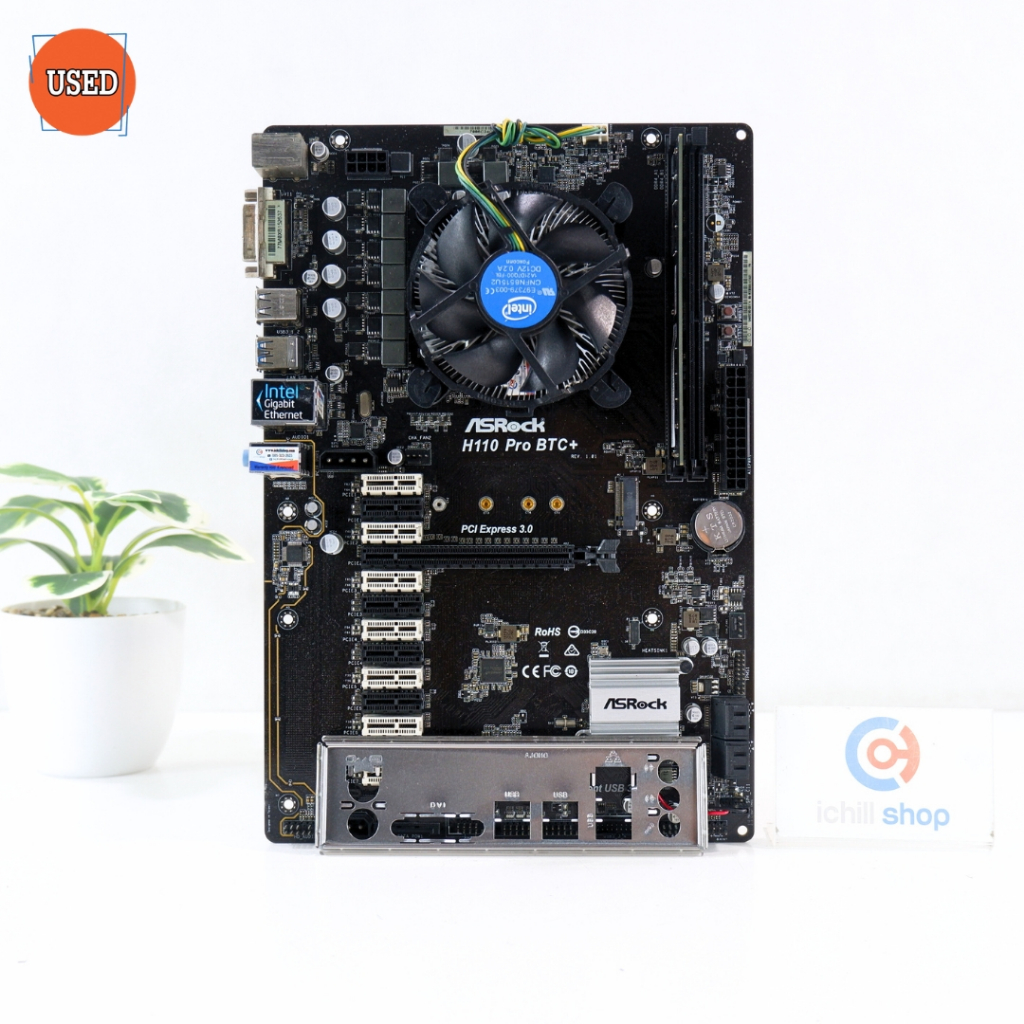 ชุดซีพียูเมนบอร์ดแรม CPU: INTEL CORE I3-6100 + MB: ASROCK H110 PRO BTC+ + RAM APACER DDR4 4GB 2400MH