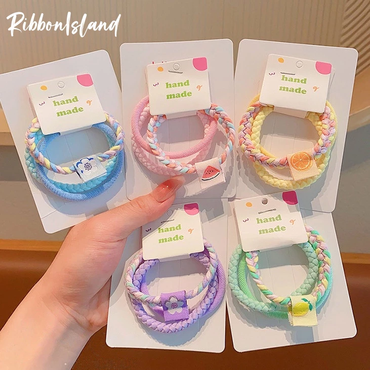ยางมัดผม กิ๊บแฟชั่น สีลูกกวาด หนังยางพาสเทลสีหวาน ขนาดใหญ่ สําหรับผู้หญิง 3 ชิ้น/ชุด