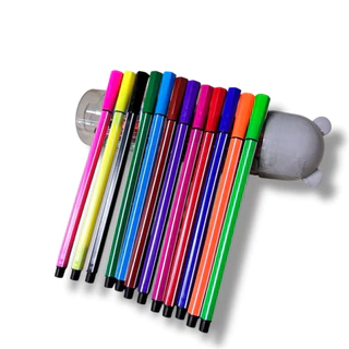 (แพค12กระปุก) ปากกาสีเมจิก มี 12 สี ลายหมีคชะสี ราคาส่ง