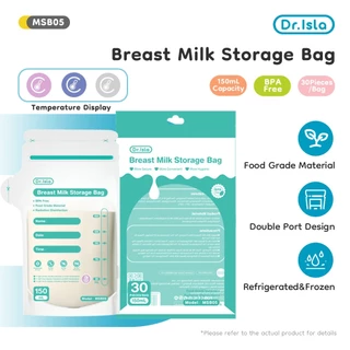 Dr.Isla ถุงเก็บนม สามารถแสดงช่วงอุณหภูมิปัจจุบันได้ 150ML BPA Free ถุงใส่นม MSB05X