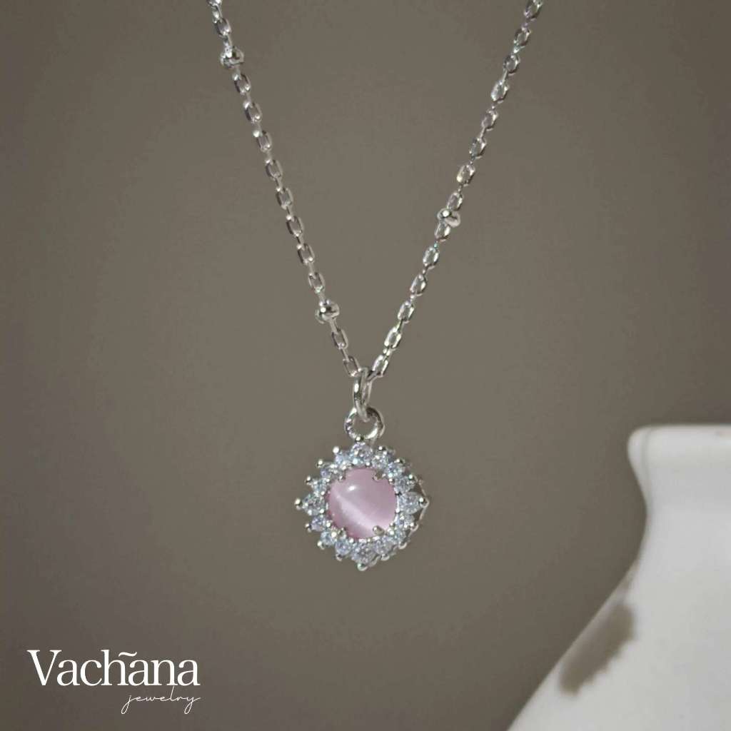 Vachana -  Pink Opal Necklace (Sterling Silver 925)