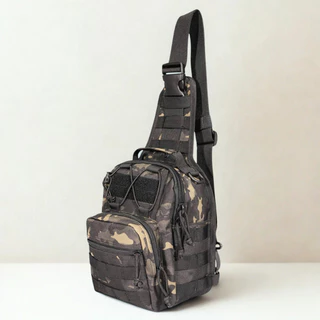 CAMO 600D กระเป๋าคาดอก สีทราย กระเป๋าสะพายข้าง ทหาร แคมป์ปิ้ง เดินป่า
