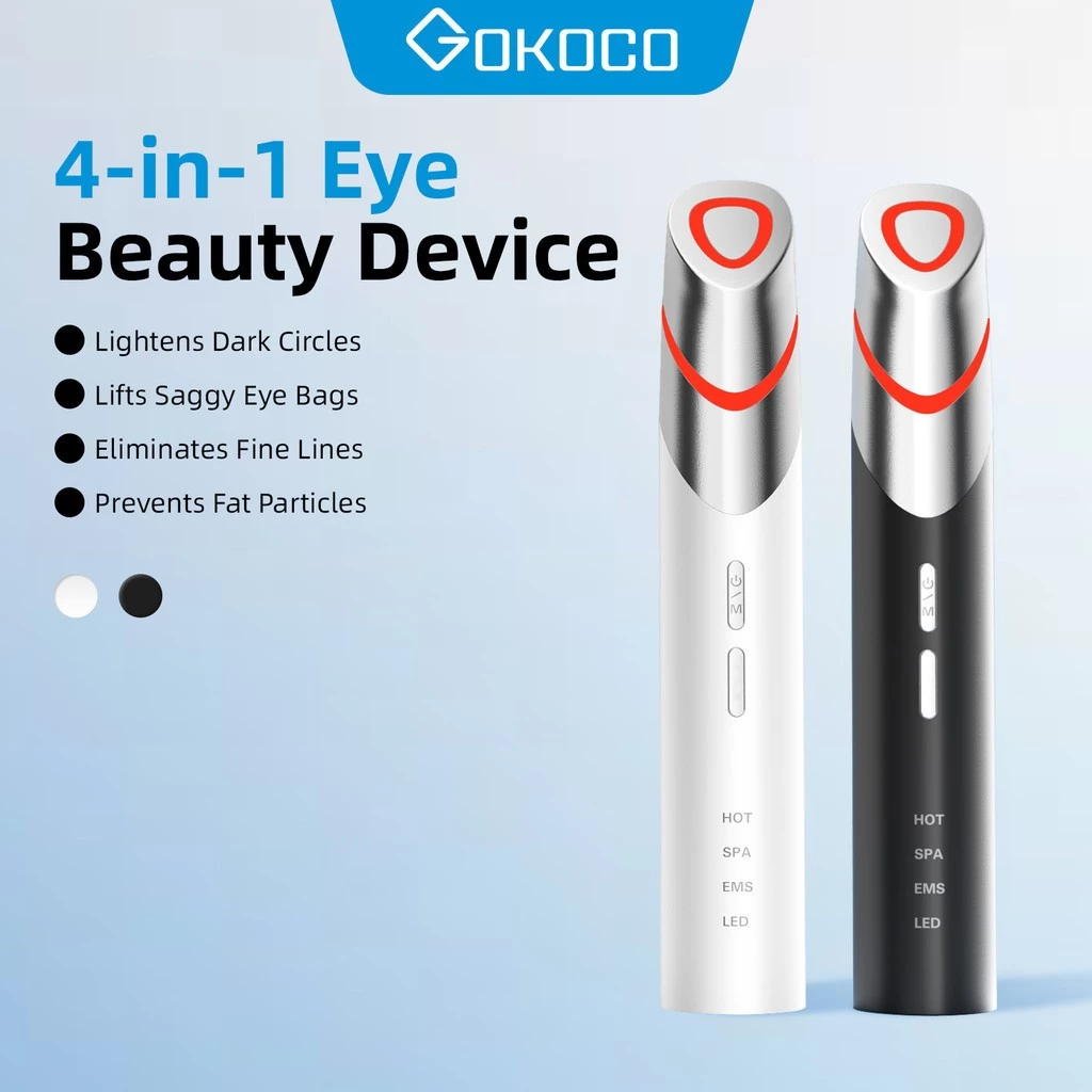 GOKOCO เครื่องนวดตา EMS นวดหน้าได้ การสั่นสะเทือนความถี่สูง + กระแสไฟฟ้าขนาด ถุงใต้ตาหย่อนคล้อยรอยคล้ำริ สี่โหมด