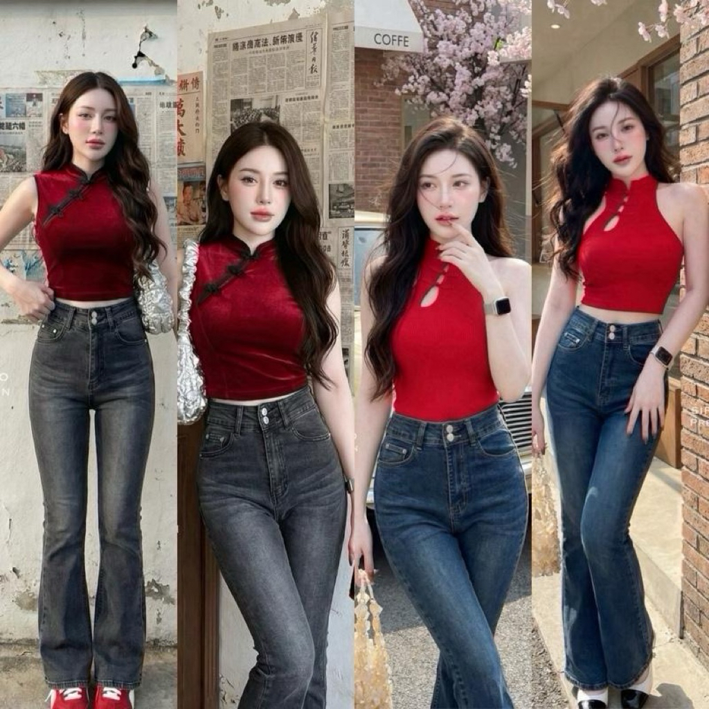 ยีนส์ Sirinan Studio SRN194 ทรงขาม้ากระดุม (ผ้ายืด) จาก SIRINAN STUDIO - Clothing