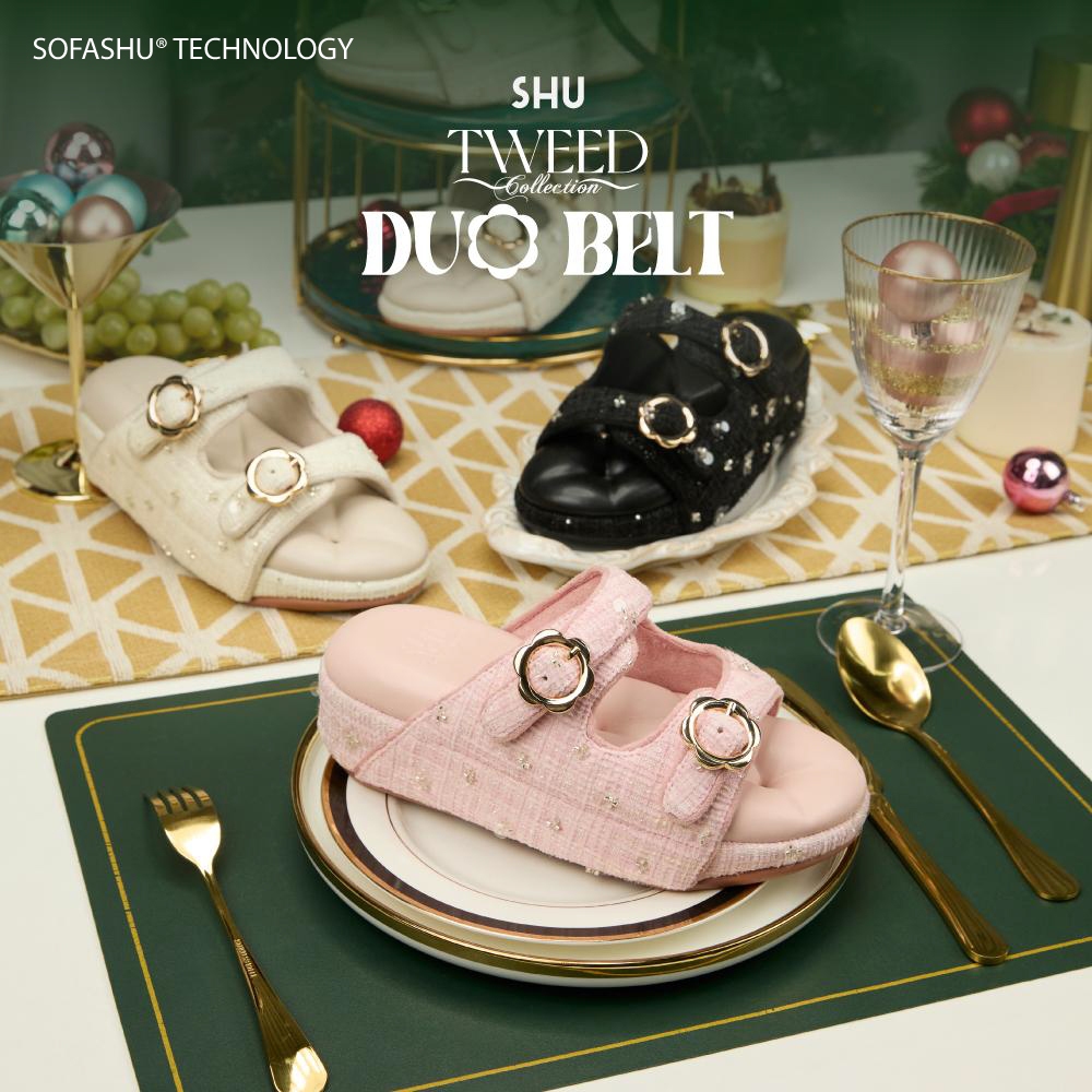 SHU SOFASHOES 2.5" TWEED DUO BELT รองเท้าแตะ