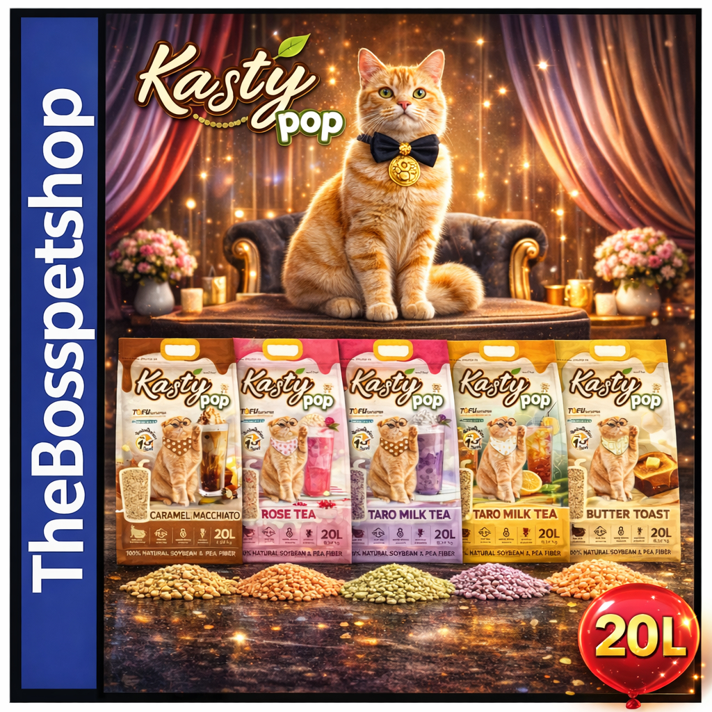 Kasty Pop แคสตี้ป๊อป ทรายแมวเต้าหู้ ธรรมชาติ 20 ลิตร ไร้ฝุ่น ไม่ติดกะบะทราย ดับกลิ่นดีทิ้งชักโครกได้