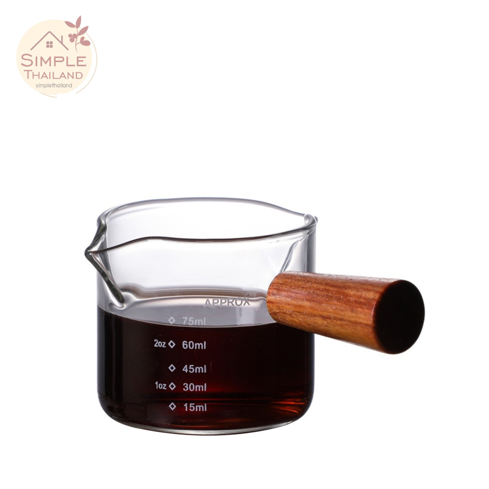 ถ้วยตวงด้ามไม้ แก้วตวงกาแฟ Measuring Cup แก้วตวงกาแฟปากคู่ สำหรับตวงกาแฟ ตวงนม 75ml 150ml. simple thailand
