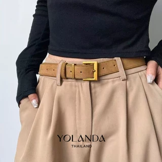 Yolanda สีดำ แมทช์ง่าย ดีไซน์พรีเมียม ใส่ง่าย Belt สีกาแฟ หัวเข็มขัดสีทองและสีเงิน ดูแพงแบบมีรสนิยม FF1614 FF1615