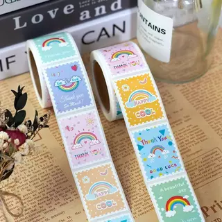 สติ๊กเกอร์ขอบคุณ สี่เหลี่ยม สติ๊กเกอร์ติดกล่อง ติดแก้ว ตกแต่ง sticker thankyou
