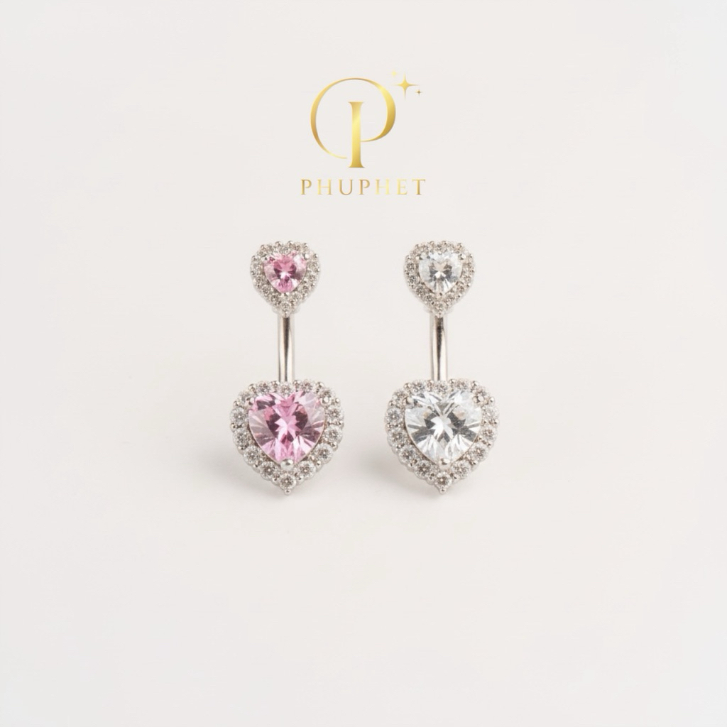 จิวสะดือสแตนเลส ทรงหัวใจดีไซน์หวานหรู พร้อมส่งจากไทย(P003) ราคา ถูกที่สุด ดีลบีเคเค แกลเลอรีภาพที่ 2