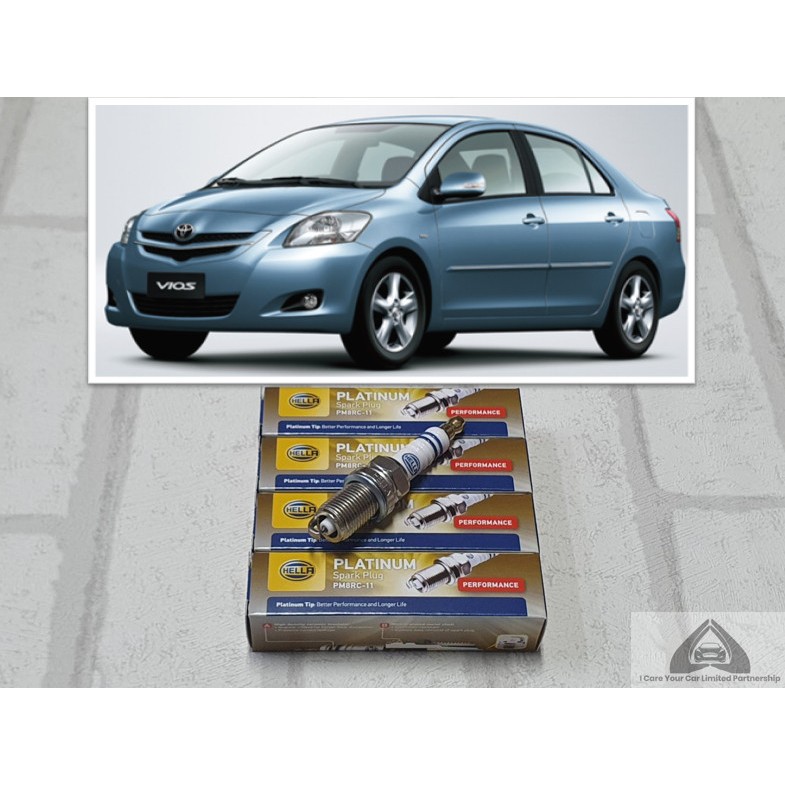 หัวเทียน แพลทตินัม Toyota Vios XP90 ( 2007 - 2013 ) รุ่น 1.5 จำนวน 4 หัว ระยะใช้งาน 60,000 กม : Hella PM8RC-11