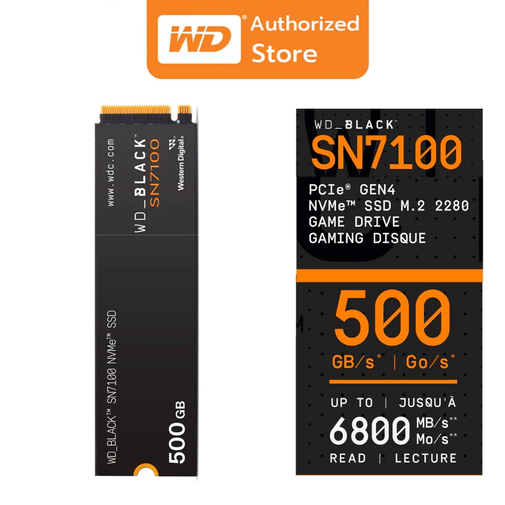 500GB SSD (เอสเอสดี) WD BLACK SN7100 - PCIe 4x4 NVMe M.2 2280 (WDS500G4X0E)
