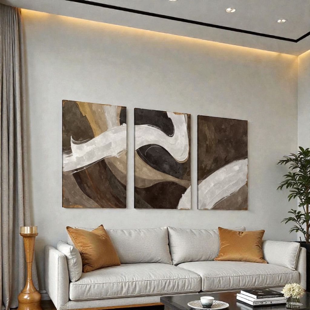 Framecraft รูปแต่งบ้าน ภาพตกแต่ง แอปแตรค พร้อมแขวน ภาพพิมพ์ขึงเฟรมไม้ Abstract Wall Art, Print on Canvas, Ready to hang