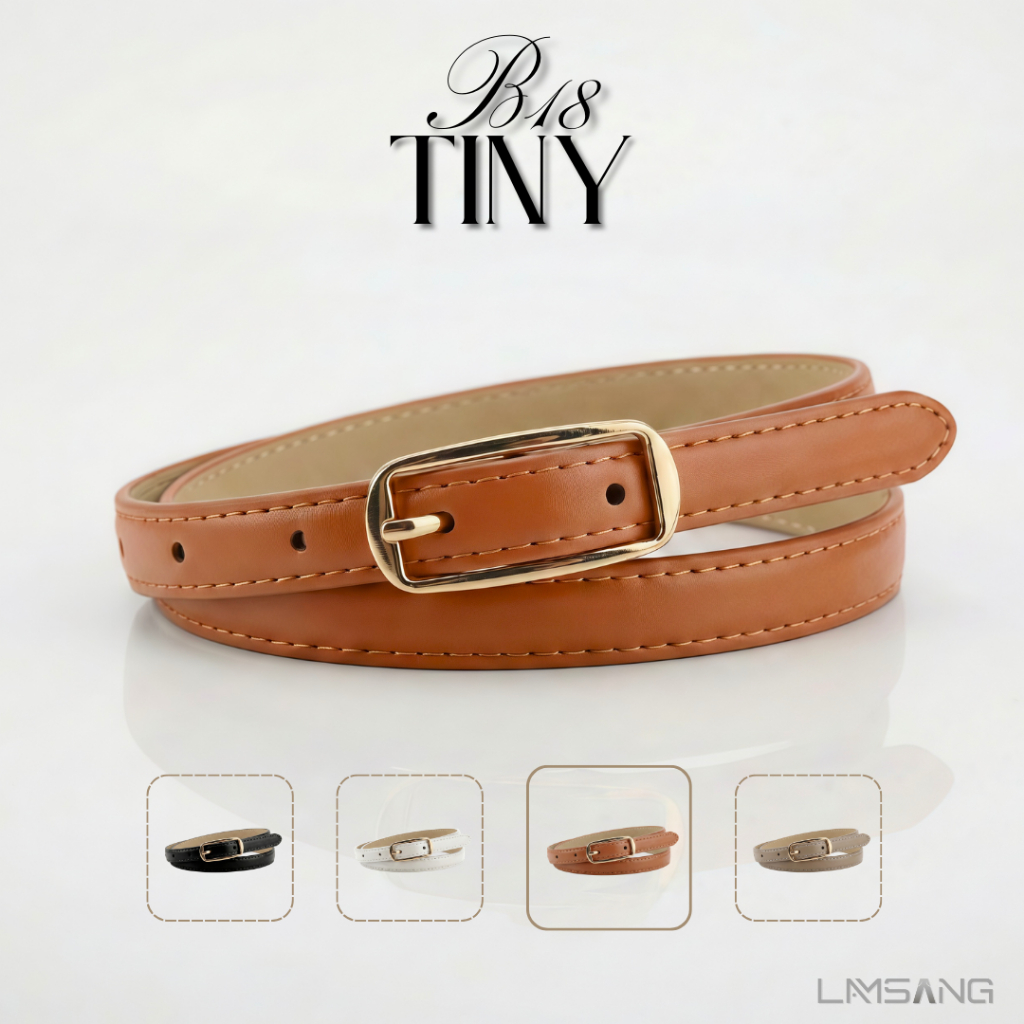 (🇹🇭 พร้อมส่ง) LAMSANG B18 Tiny Belt เข็มขัดผู้หญิงเส้นเล็ก หนัง PU ขนาด 1.3 x 101 cm