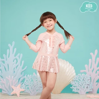 ✨NEW✨ KEED : MERMAID ชุดว่ายน้ำสีชมพูนู๊ด พิมพ์ลายเมลเมด กัน UV50+