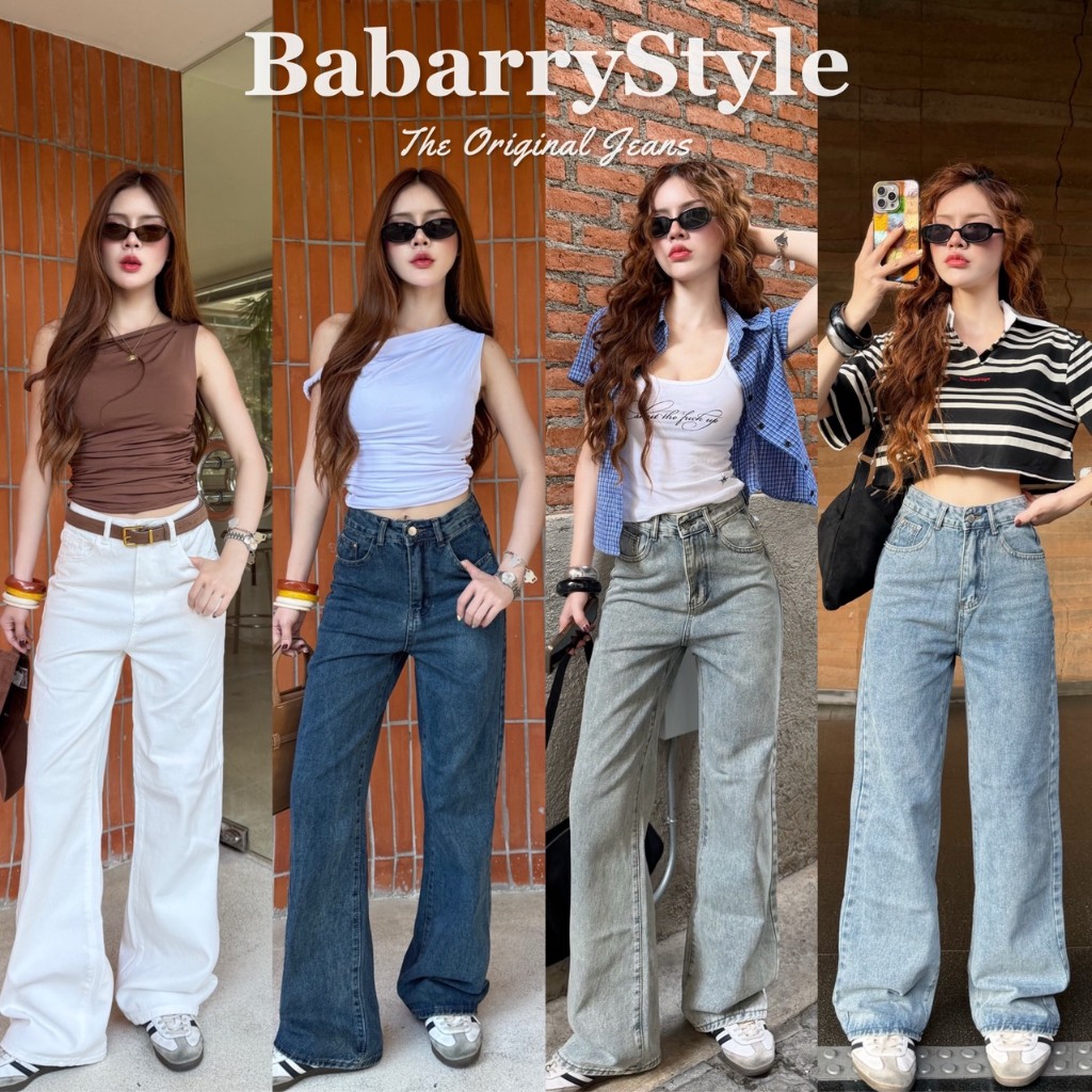 BabarryStyle กางเกงยีนส์ขายาว ผู้หญิง ทรงกระบอก (Vintage) ผ้านุ่ม ยาว 41 นิ้ว คุณภาพดี V-T