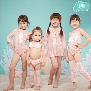 ✨NEW✨ KEED : MERMAID ชุดว่ายน้ำสีชมพูนู๊ด พิมพ์ลายเมลเมด กัน UV50+