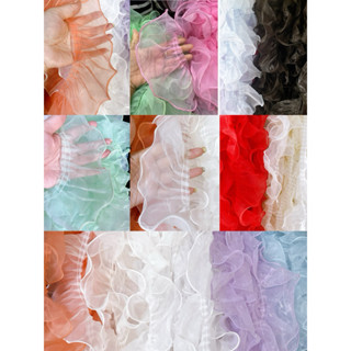 ระบายแก้วชั้นเดียว ตกแต่งขอบระบาย หน้ากว้าง 3 นิ้ว (1หลา=90ซ…