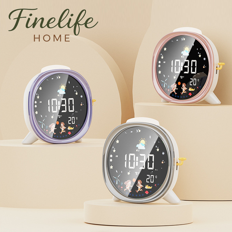 【Finelife 】นาฬิกาปลุกอัจริยะ LED นาฬิกาอเนกประสงค์ แสดงอุณหภูมิ พร้อมไฟกลางคืน แบตเตอรี่ใช้งานได้นาน ของขวัญวันเกิด