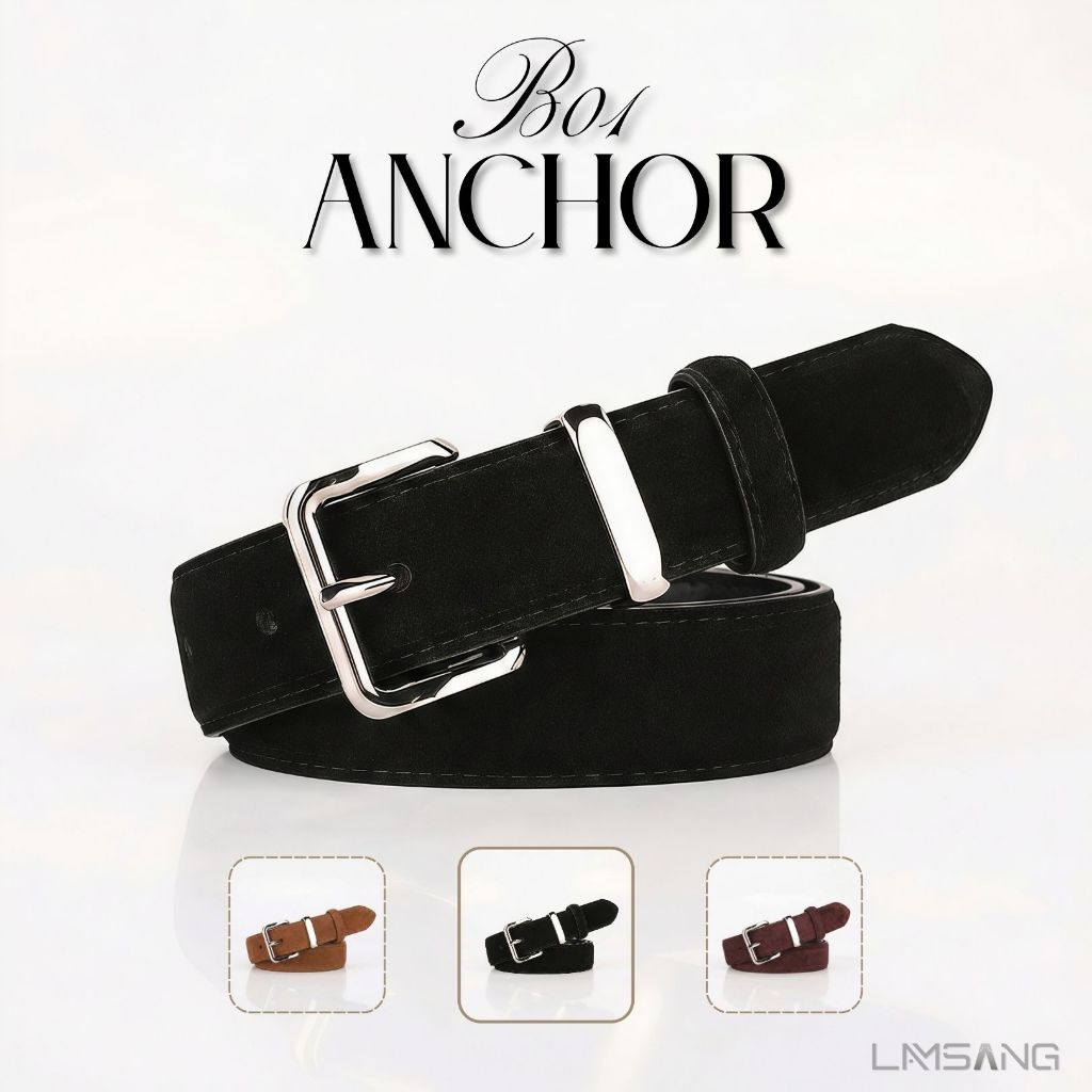 (🇹🇭 พร้อมส่ง) LAMSANG B01 Anchor Belt เข็มขัดหนังแท้ หนังวัวกลับ หัวเข็มขัดโลหะผสม ขนาด 2.8 x 100 cm
