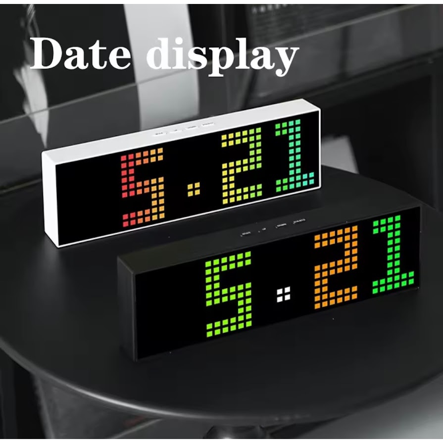 นาฬิกาปลุกดิจิตอล RGB ตัวเลขหลากสีสุดสร้างสรรค์ควบคุมด้วยเสียงฟังก์ชั่นจับเวลานาฬิกาตั้งโต๊ะทำงานด้วย USB 12/24ชั่วโมง