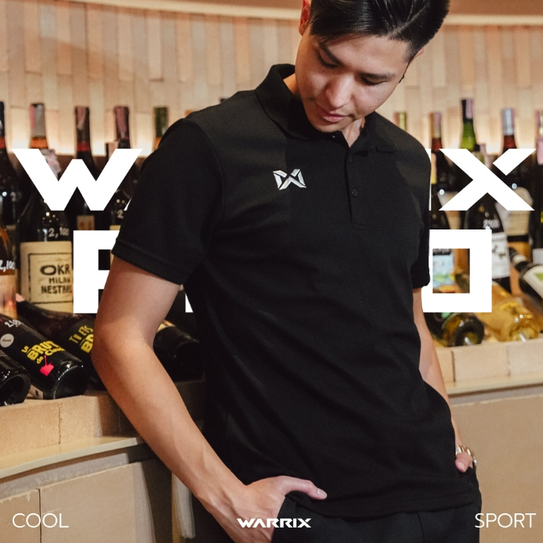 WARRIX เสื้อโปโล VAFFLE POLO BLACK COLOR (WA-222PLACL34) สีดำ
