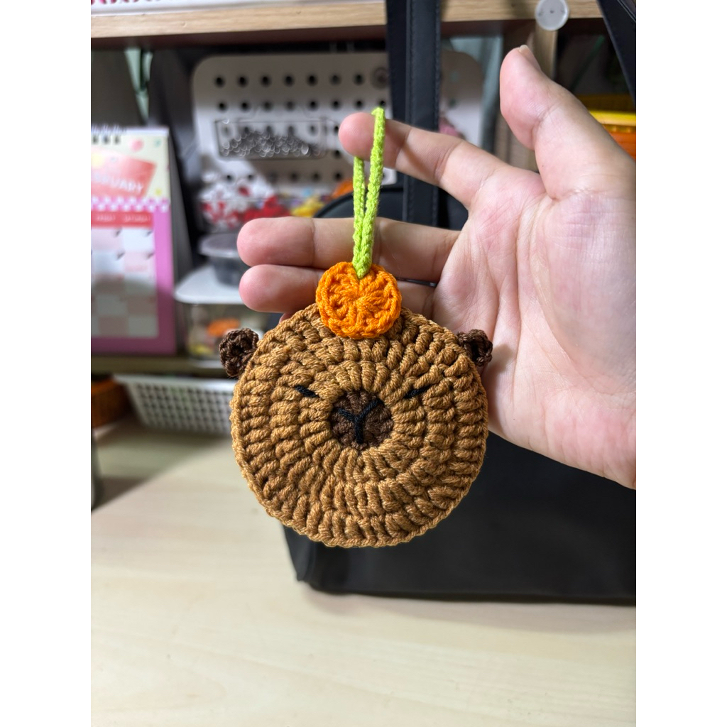 ‼️พร้อมส่ง‼️ capybara pouch crochet 🍊 กระเป๋าคาปิบาร่า (ใส่แอร์พอดได้)