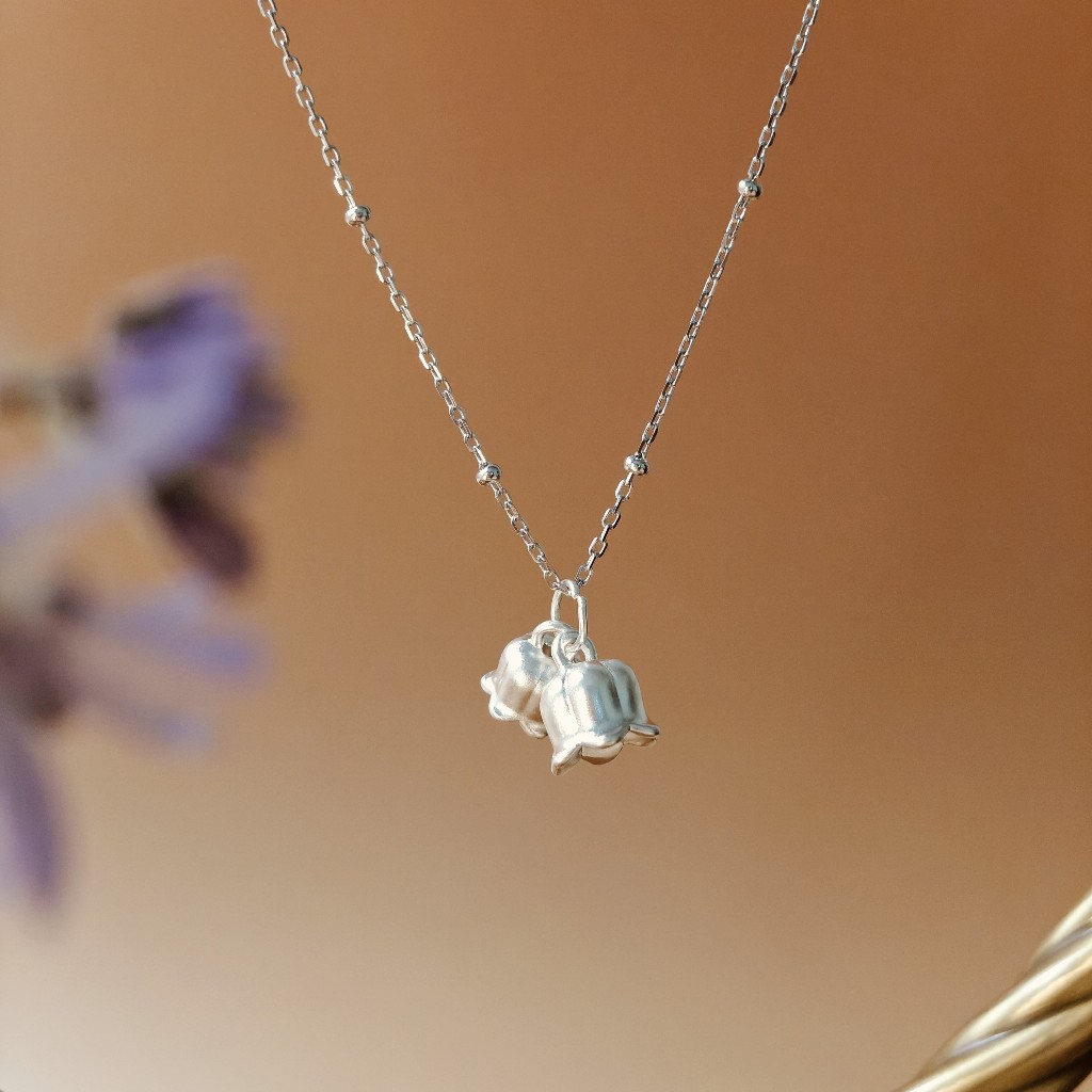 Vachana - Sterling Silver 925 Two Lily of the Valley Necklace (สร้อยคอเงินแท้ 92.5% ดอกลิลลี่)