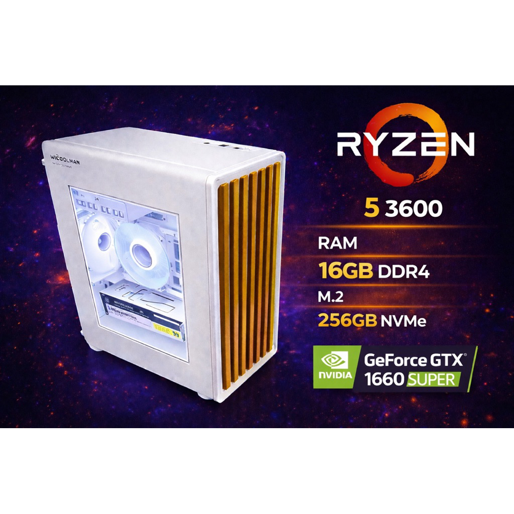 คอมเกมมิ่ง RGB เคสขาว ธีมขาว พร้อมเล่น R5 3600 / 1660 SUPER / 16GB / M.2 NVMe