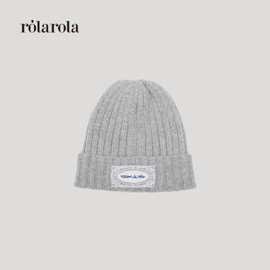 ROLAROLA - LACE LABEL ANGORA KNIT BEANIE (IVORY , MELANGE GRAY)