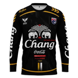 เสื้อแขนยาวลายช้างไทยแลนด์-สีดำ(Black Edition) ใส่สบายไม่ต้องรีด งานกราฟิกเท่ๆ