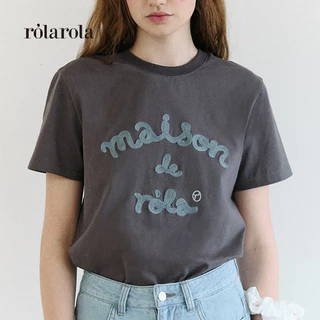 ROLAROLA - MAISON DE ROLA EMBROIDERY T-SHIRT (BLACK ,CHARCOAL , MELANGE GRAY , NAVY , PINK , WHITE , WHITE+NAVY)