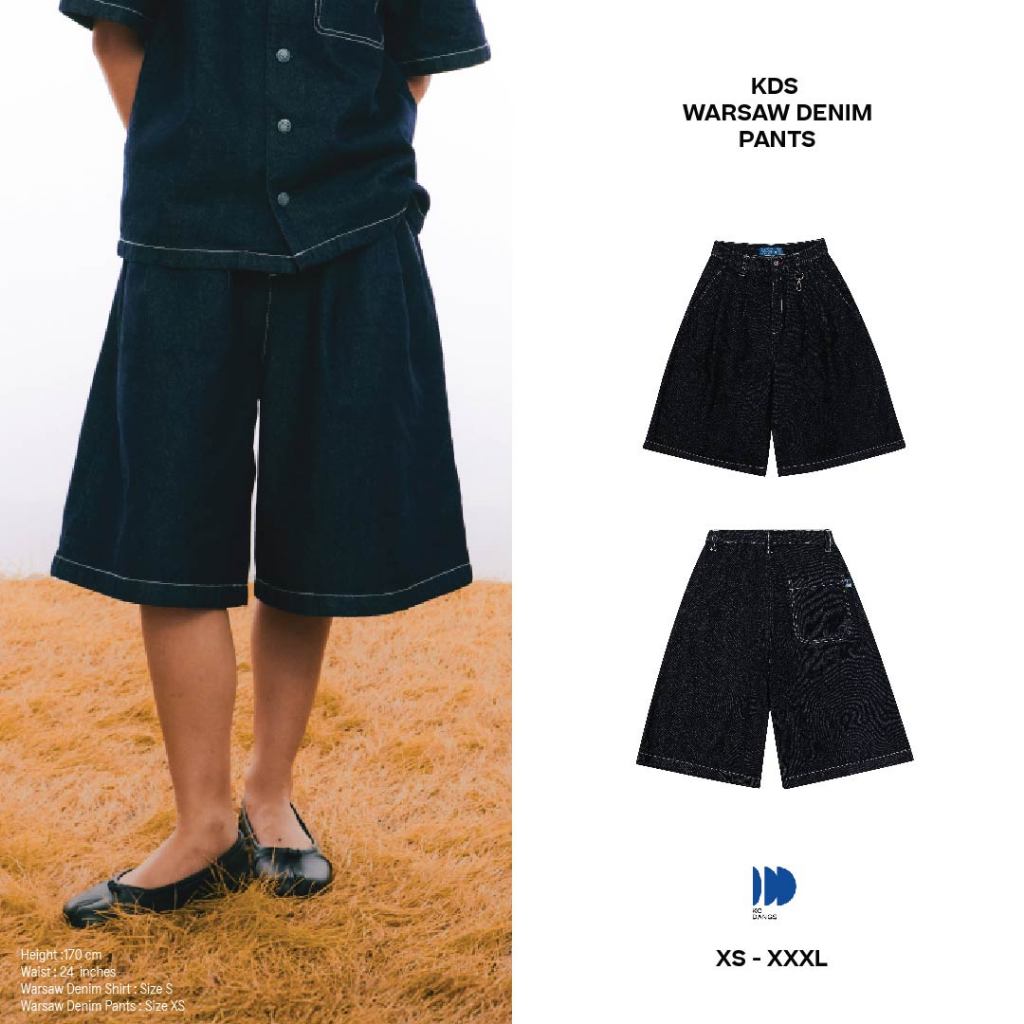 Kodangs Warsaw Denim Pants กางเกงยีนส์เข้มขาสั้น กางเกงขากว้าง (NEW)