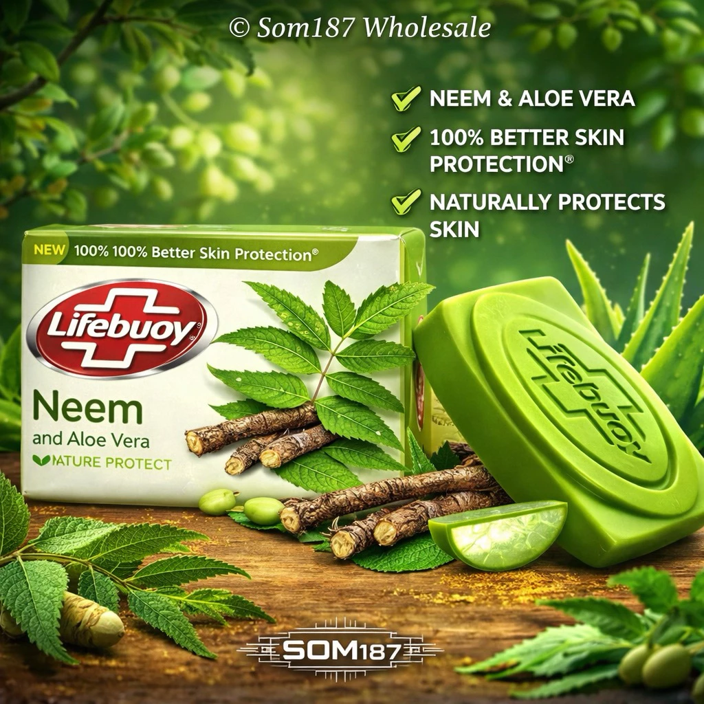 Lifebuoy Neem & Aloe Vera Soap Bar สะเดา & ว่านหางจระเข้ 100% Better Skin Protection, 41 กรัม.