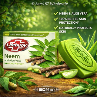 Lifebuoy Neem & Aloe Vera Soap Bar สะเดา & ว่านหางจระเข้ 100% Better Skin Protection, 41 กรัม.