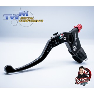 TWM มือคลัชสาย รุ่นใหม่ ก้านเจาะ พร้อมสวิตซ์ สีดำปรับแดง