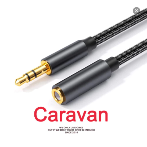 Caravan Crew สายต่อเสียง AUX ต่อหูฟัง 3.5 มม. สายถัก แบบตัวผู้-ตัวเมีย ใช้ได้กับคอมพิวเตอร์ 3.5mm male to female