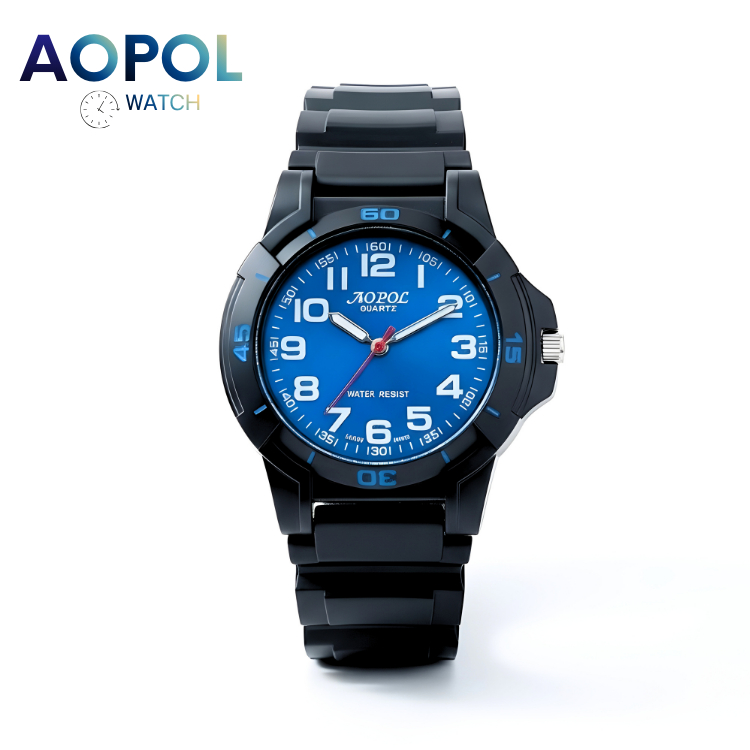 นาฬิกาข้อมือ AOPOL Quartz รุ่น 806 ดีไซน์สปอร์ต เท่ เข้ม ⌚ เข็มพรายน้ำ กันน้ำ