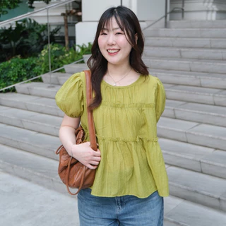 (พร้อมส่งครบสี)Bonnie top🐻Chakiya.store❣️เสื้อคอกลม ช่วงตัวแต่งชั้นระบาย