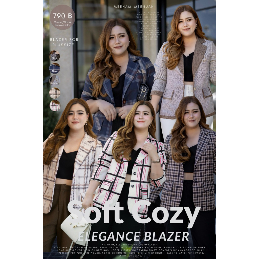 BZ117 เบลเซอร์พิมพ์ลาย เบลเซอร์คนอ้วน สูทคนอ้วน ไซซ์ใหญ่ plussize