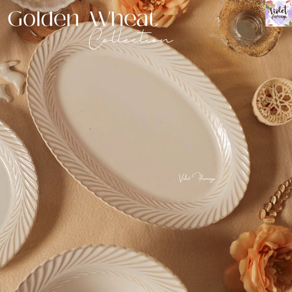 Violet Flamingo Golden Wheat Collection | ชุดจานเซรามิก ลายรวงข้าว สี Ivory White | จานอาหาร ชาม Ceramic Dinnerware Set รูปที่ 5