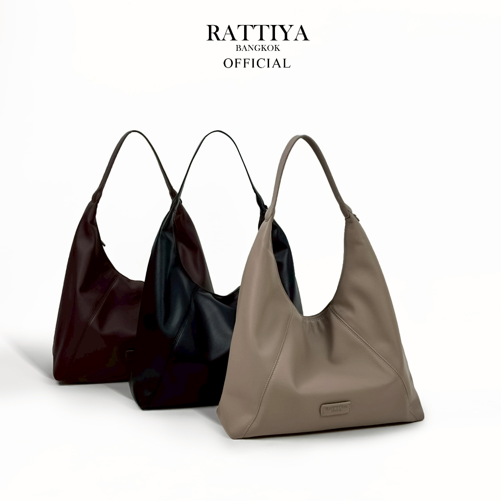 [RATTIYA BANGKOK] Hobo Classic PU / 3 colors กระเป๋านุ่มนิ่ม สะพายไหล่ทรงโฮโบ หนังพรีเมียม น้ำหนักเบา