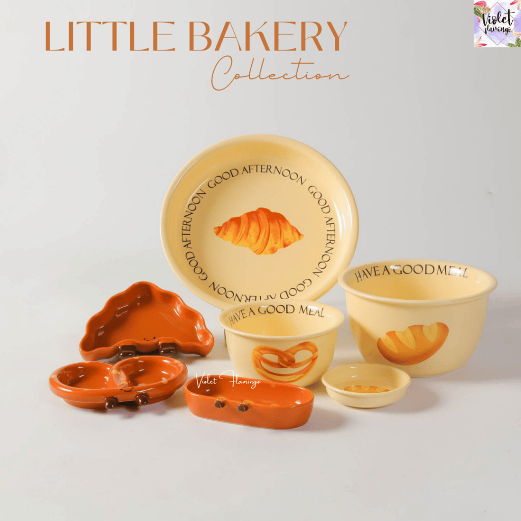 Violet Flamingo - Bread Collection จานชามเซรามิครุ่น Bread จานถ้วยลายขนมปังสุดคิ้วท์