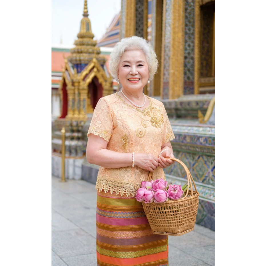 เสื้อลูกไม้ออกงานคอหัวใจปักไหมแขนสั้น