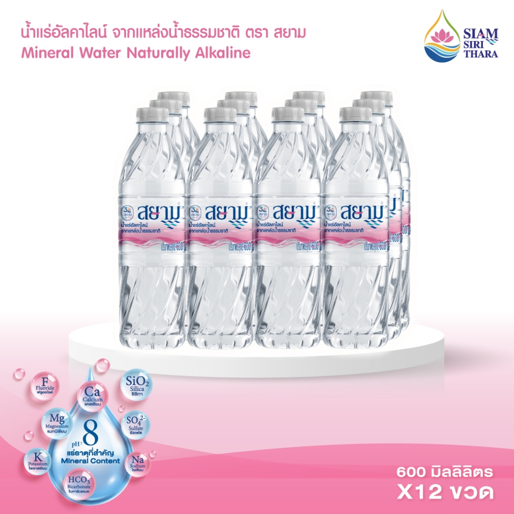 (รอสินค้า5-8 วัน)น้ำแร่อัลคาไลน์ตราสยาม ขนาด600ml