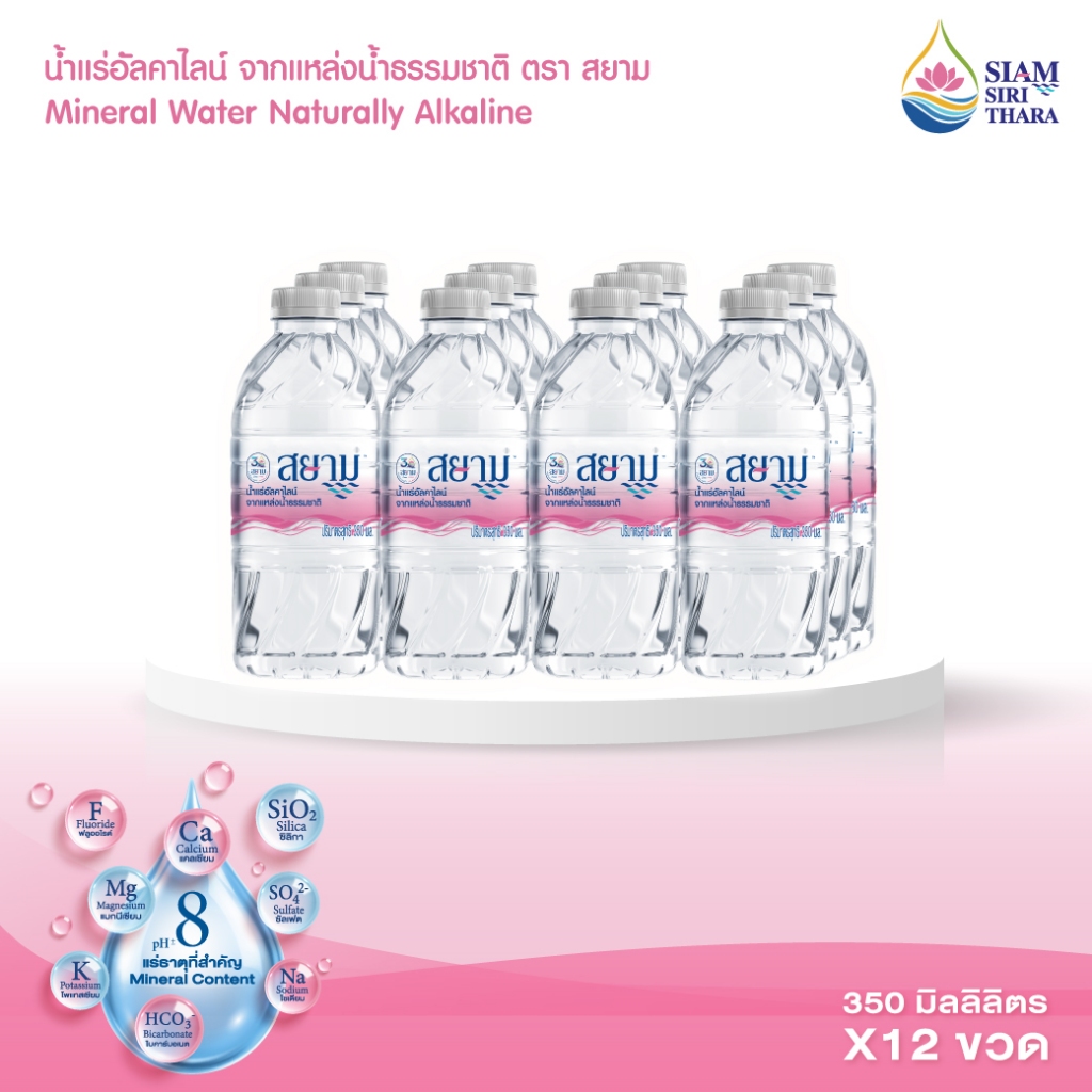 (รอสินค้า5-8 วัน)น้ำแร่อัลคาไลน์ตราสยาม ขนาด350ml
