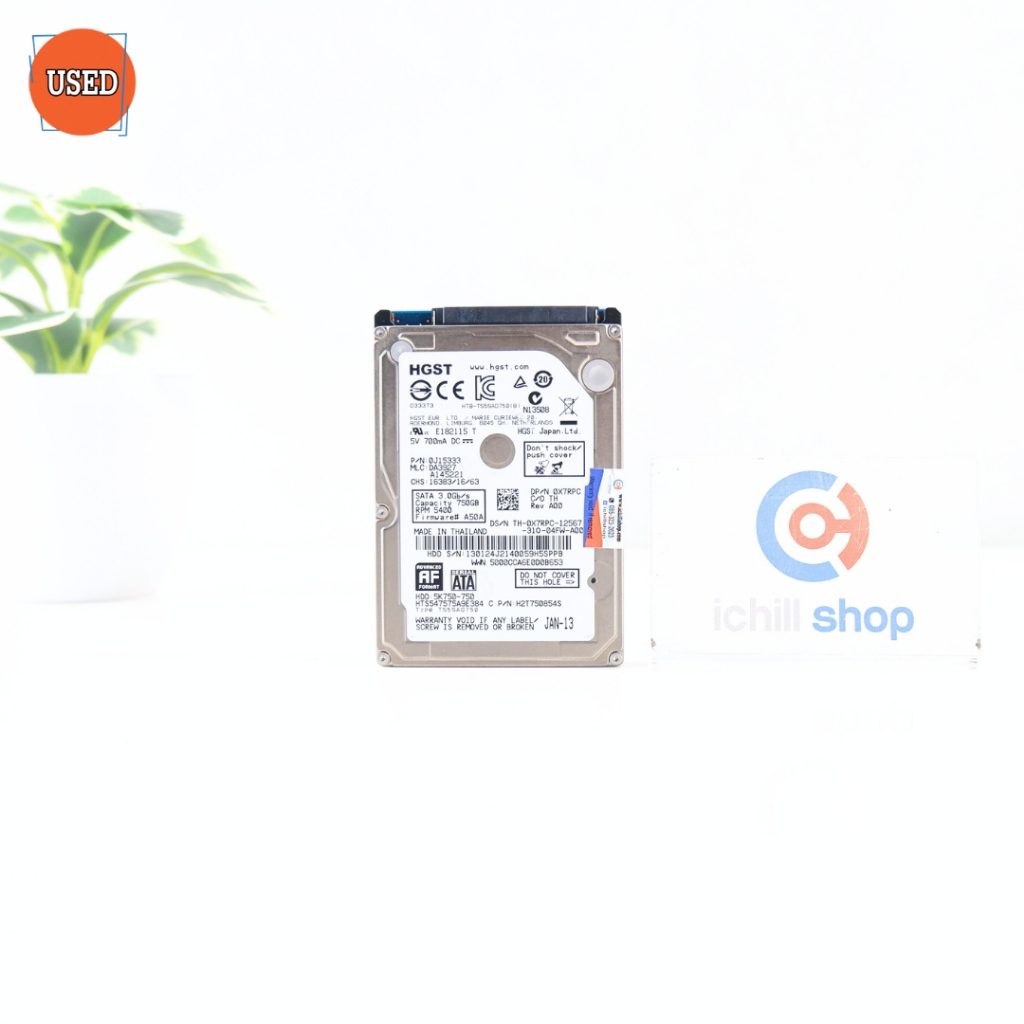 HDD NOTEBOOK (ฮาร์ดดิสโน๊ตบุ๊ค) HGST 750GB (HTB-TS5SAD750) SATA 2.5 P16610